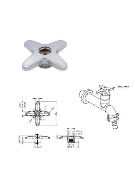 389 - BOTÃO C-40 ABS CROMADO