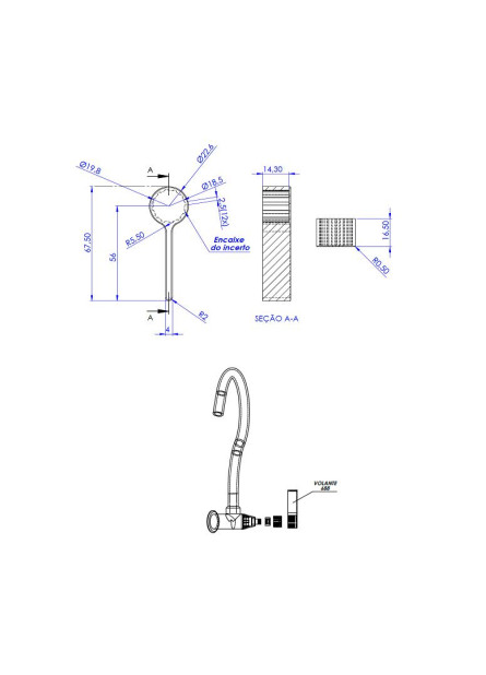 1014 - VEDANTE ½” C/ PINO POLIA. C/ PVC PRETO