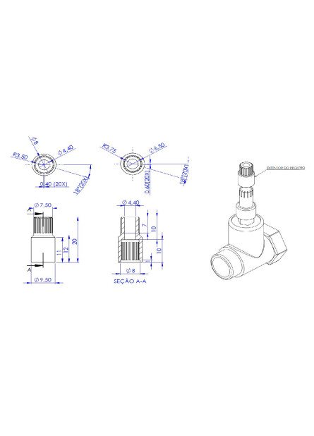1014 - VEDANTE ½” C/ PINO POLIA. C/ PVC PRETO