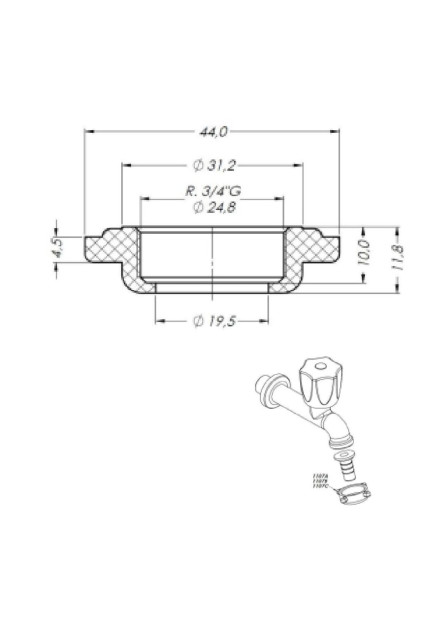 1107-A - PORCA ¾” CROMADA