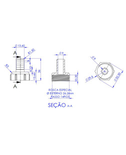 1108-A - BICO PARA TORNEIRA 3/4 COM PORCA CROMADA