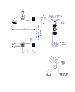 1130 - TORNEIRA REDONDA P/ PIA BICA CURTA 14CM