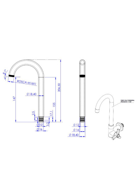 1140 - TUBO 5/8 "U" ALTO ABS MONTADO