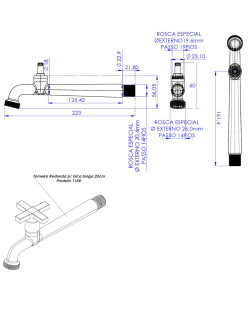 1158 - TORNEIRA REDONDA P/ PIA BICA LONGA 23CM