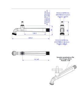 1159 - TORNEIRA QUADRADA PARA PIA BICA LONGA 23 CM