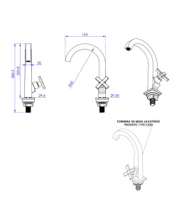 1195220 - TORNEIRA DE MESA LAVATÓRIO 1195 C220 ABS CROMADA - TDG