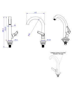 1195222 - TORNEIRA DE MESA LAVATÓRIO 1195 C222 ABS CROMADA - TDG