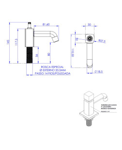1197 - TORNEIRA BICA BAIXA PARA LAVATÓRIO QUADRADA