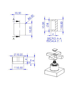 1378 - BOTÃO CRUZETA QUADRADA C-22