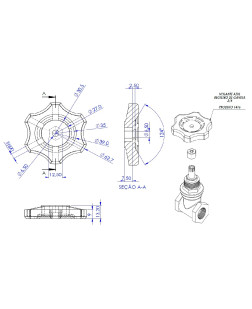 1416 - VOLANTE AZUL PARA REGISTRO DE GAVETA 3/4