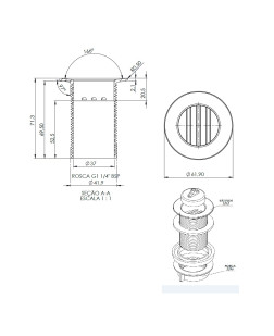 1515 - VÁLVULA DE TANQUE CROMADA COMPLETA