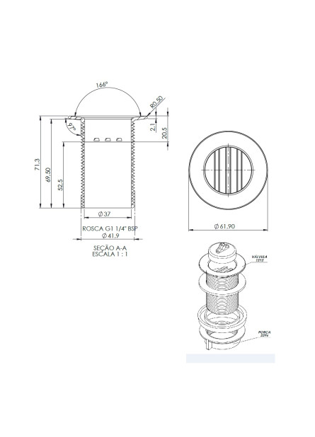 1515 - VÁLVULA DE TANQUE CROMADA COMPLETA