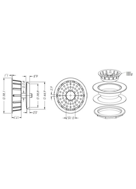 1531 CO - CESTINHA COBRE P/ VALV. AMERICANA