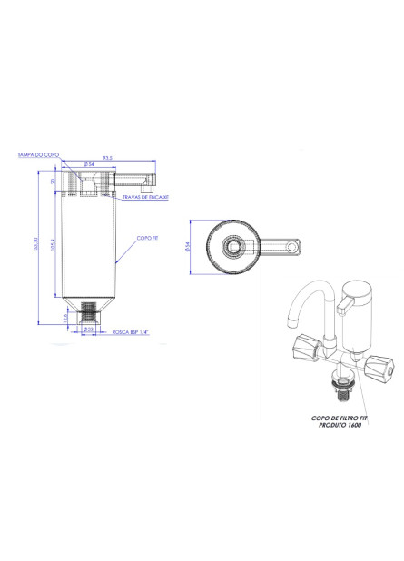 1601 - COPO DE FILTRO FIT SEM VELA BLINDADA 