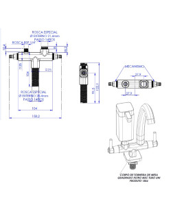 1866-IMP - CORPO TORNEIRA MESA QUADRADO FILTRO MECA TUBO UNIV 