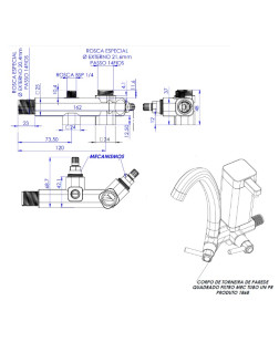 1868-IMP - CORPO TORNEIRA PAREDE QUAD FILTRO MECA TUBO UNIV