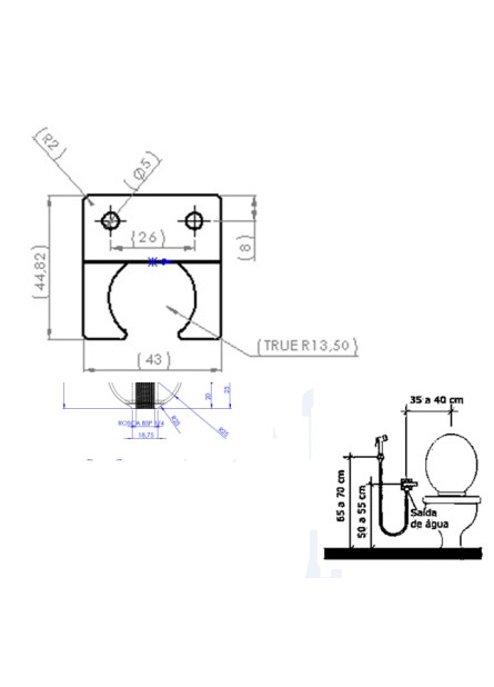 1902 - SUPORTE SIMPLES DE DUCHA HIGIÊNICA