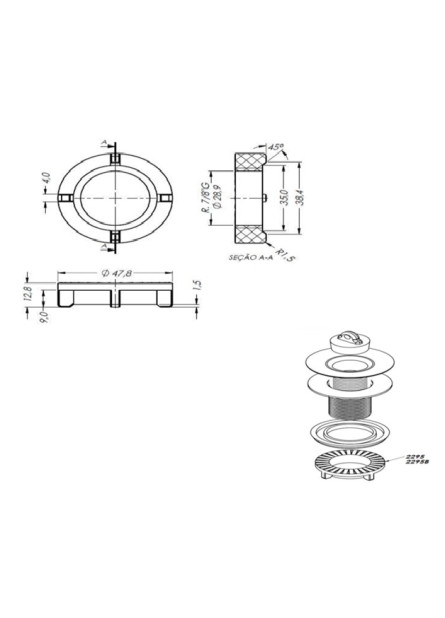 2295 - PORCA ARRUELA 7/8” ACETAL BRANCA
