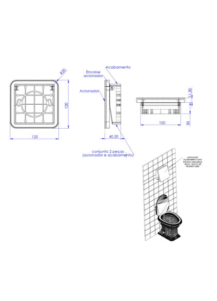 2402-P - ACABAMENTO LUXO VALV. DESCARGA DECA/DOCOL BR C/ PARAF
