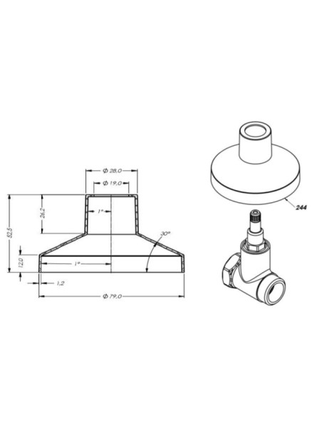 244 - CANOPLA 1.1/2” CROMADA C-50