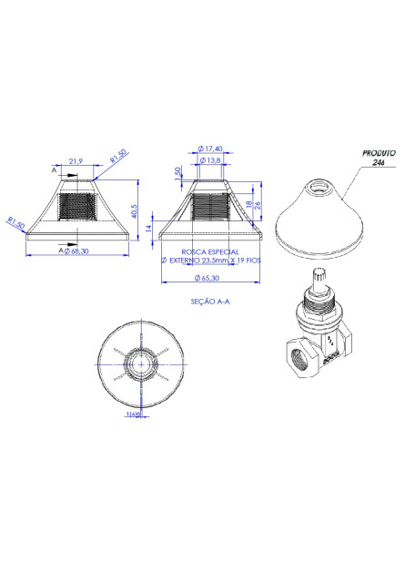 246 - CANOPLA BASE DOCOL C/ROSCA 1 1/2 CROMADO