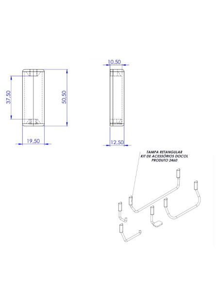 2460 - TAMPA RETANGULAR KIT DE ACESSÓRIO DOCOL