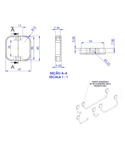 2461 - TAMPA QUADRADA KIT DE ACESSÓRIO DECA