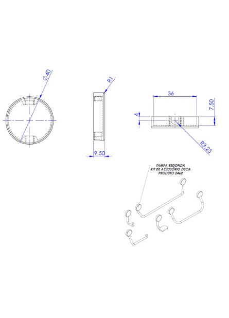 2462 - TAMPA REDONDA KIT DE ACESSÓRIO DECA