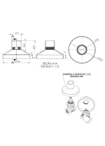 243 - CANOPLA 1.1/2” CROMADA QUADRADA C-50