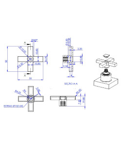 2496 - VOLANTE CRUZETA QUADRADA C-22 