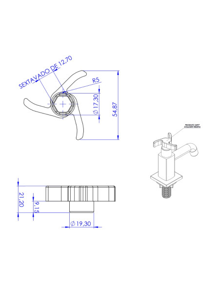 2497 - VOLANTE TRIZETA QUADRADA C-23