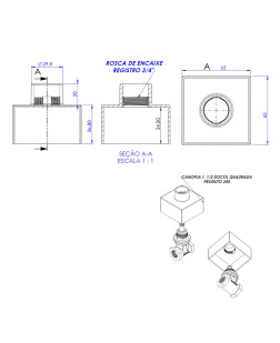 250 - CANOPLA 1 1/2 DOCOL QUADRADA CROMADA