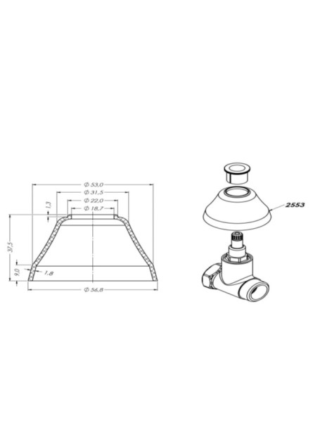 2553 - CANOPLA ¾” CROMADA C-23