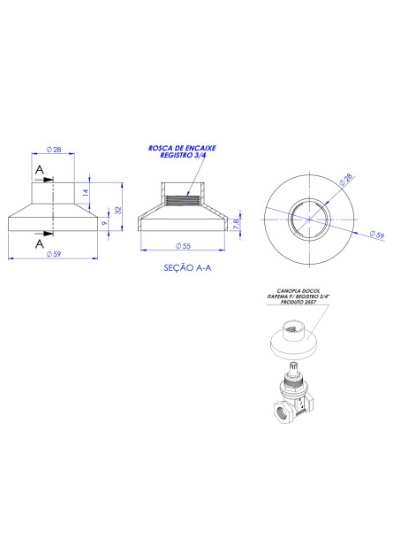 2557 - CANOPLA DOCOL ITAPEMA p/ reg. 3/4