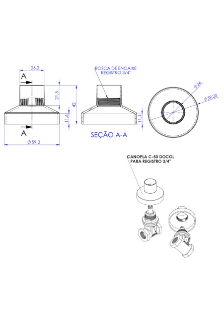 2559 - CANOPLA C-50 DOCOL 3/4 CR