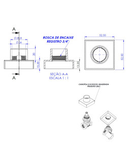 2561 - CANOPLA 3/4 DOCOL QUADRADA CROMADA