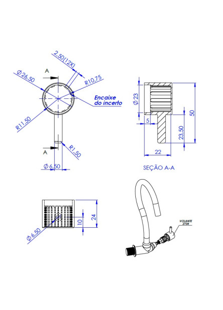 2734 - VOLANTE C-87 ABS CROMADO