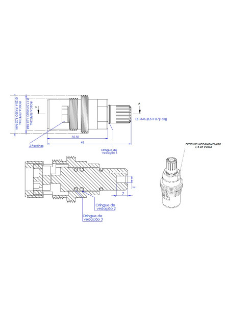 2816-A – Mecanismo M18 ¼ VOLTA Torneira ABS Cromado