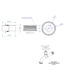 2887-BX - CANOPLA M18 FURO 10MM BAIXA