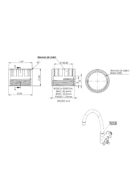 2889 - PORCA DO TUBO PARA TORNEIRA