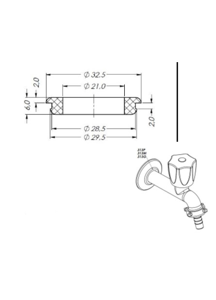 313-G - ARRUELA PVC FURO 21MM