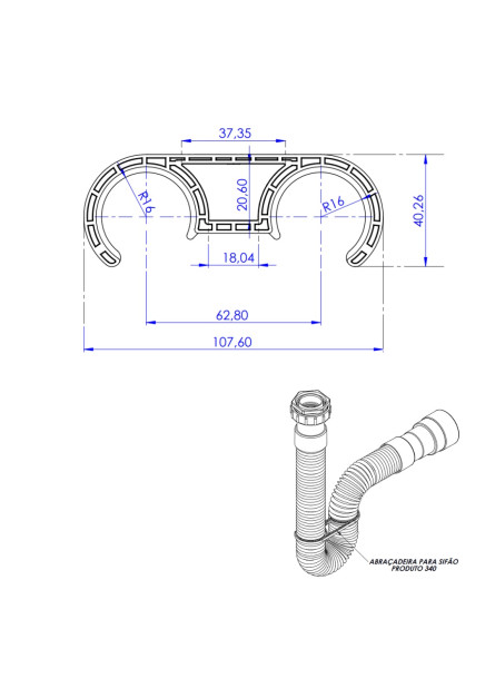 341 - ABRAÇADEIRA PARA SIFÃO CROMADO