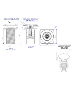 3497-P - VALVULA CLICK DE TANQUE C/ BOTÃO GR PR QD