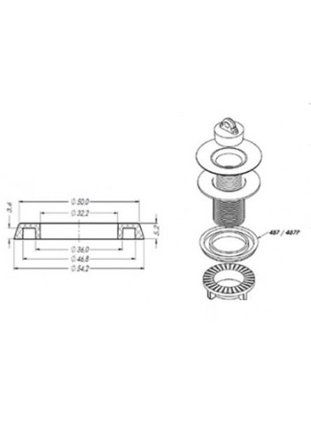 487 - ARRUELA ELTEX P/ VALV. LAVAT. / PIA INCOLOR