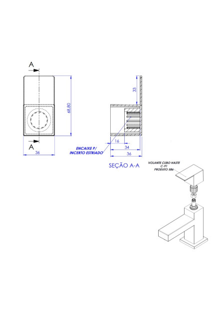 586 - VOLANTE CUBO HASTE C-91
