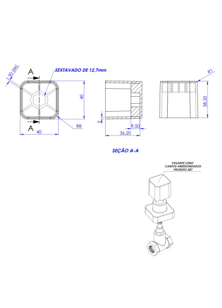 587 - VOLANTE CUBO CANTOS ARREDONDADOS