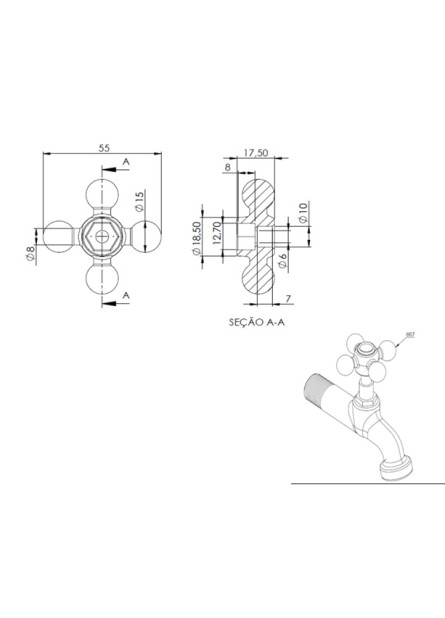 667 - VOLANTE CRUZETA C-33 CROMADO