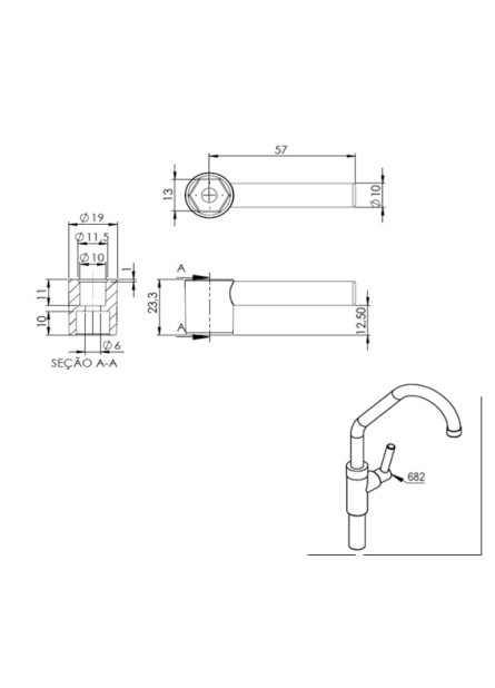 682 - VOLANTE CACHIMBO C-34 CROMADO