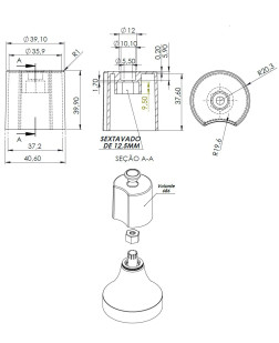 686 - VOLANTE CROMADO MEIA LUA