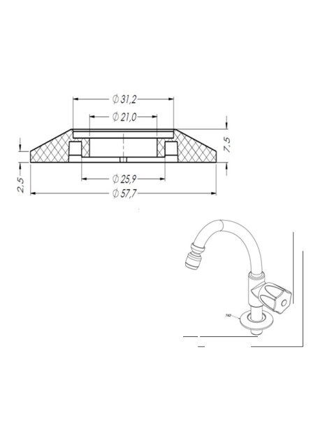 742 - CANOPLA CROMADA ½” C/ REBAIXO